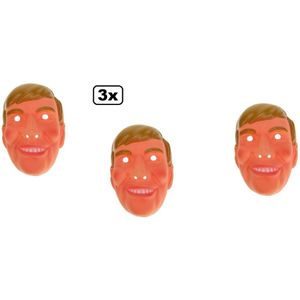 3x Masker Willem volwassenen koning carnaval thema party festival optocht thema feest