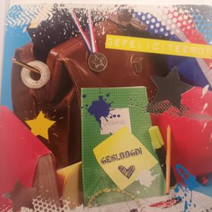 6 Luxe Geslaagd Wenskaarten - Kaart Wens Kaart Examen Geslaagd School Studie Opleiding - Geslaagd Gefeliciteerd - Vierkant 14x14cm Rood Wit Blauwe Envelop - Art of Cards