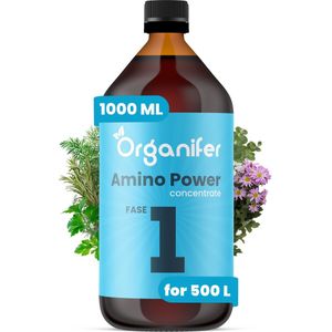 Vloeibare Meststof voor Groeifase - 1L  concentraat ( Voor 500 liter complete plantenvoeding) -  Amino Power fase 1 - o.a. voor Hydrocultuur - Binnenplanten - Tuin - Gazon - Kweken - Organifer