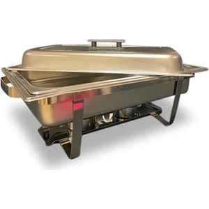 Royal Swiss ® - Buffetwarmer - Warmhoudplaat - 9 Liter - RVS Chafing Dish - Met dubbele kaarshouders