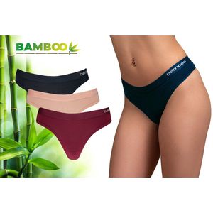 Bamboo - Ondergoed Dames - String - Bamboe - 3 Stuks - Multi - S - Lingerie - Onderbroeken Dames - Dames Slips - Dames Ondergoed