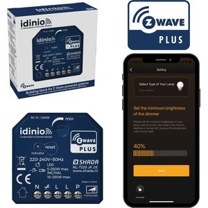 IDINIO Z-WAVE Dimmer Inbouw Module met App - Werkt met Homey & Fibaro - Z Wave Plus