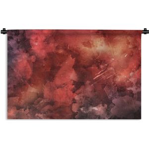 Wandkleed Waterverf Abstract - Abstract werk gemaakt met waterverf en rode tinten Wandkleed katoen 180x120 cm - Wandtapijt met foto XXL / Groot formaat!