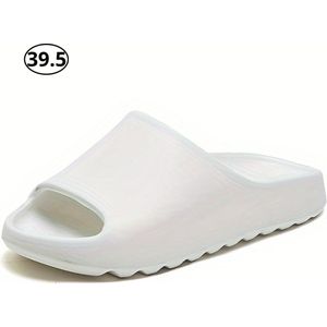 Livano Comfortabele Slippers - Badslippers - Teenslippers - Anti-Slip Slides - Flip Flops - Stevig Voetbed - Wit - Maat 39.5