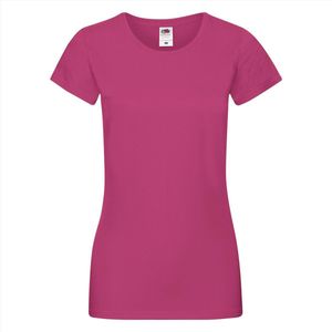 Fruit Of The Loom Lady-Fit Dames Sofspun® T-shirt - Fuchsia / Roze - Extra Small