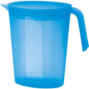 Juypal Schenkkan/waterkan - blauw - 1,75 liter - kunststof - L22 x H20 cm - met deksel