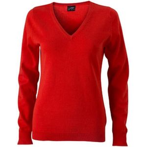 James and Nicholson Vrouwen/dames V-hals pullover (Donker Oranje)