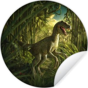 Behangsticker kinderkamer - Dinosaurus - Planten - Groen - Illustratie - Kinderen - Jongens - Jongenskamer decoratie - 30x30 cm