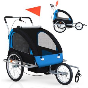 Jago Fietskar - Aanhanger - Kinderwagen - Aanhangwagen - Kinderen - Honden - Blauw