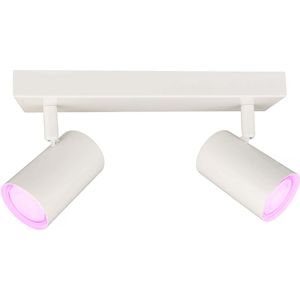 Ledvion LED plafondspot Wit 2-lichts, dimbaar, 5W, RGBWW, kantelbaar, GU10 fitting, opbouwmontage, Witte lamp, rechthoekige lamp, verlichting, IP20, GU10 fitting, incl. GU10 lamp