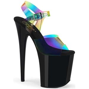 Pleaser - FLAMINGO-808RB Sandaal met enkelband, Paaldans schoenen - Paaldans schoenen - 38 Shoes - Multicolours/Transparant