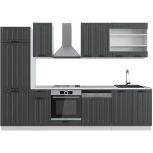 Vicco Fame-Line Complete keukeneenheid – 300 cm , WB Marmer Antraciet landhuis/wit , WB Marmer