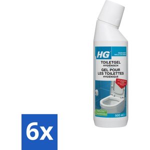 HG - Badkamer - Toiletgel Hygiënisch - Geeft Een Glanzend Resultaat - 500 ml - Voordeelverpakking - 6 stuks