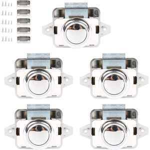 Push Button Catch Deurslot, 5 stuks keyless-kast pull lock, keyless locks vergrendelknopkast, Push Lock, meubelslot voor camper, caravan, bestelwagen, kastdeur (wit)