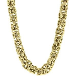 Lucardi Heren etting met koningsschakel - Staal - Ketting - Cadeau - 60 cm - Goudkleurig