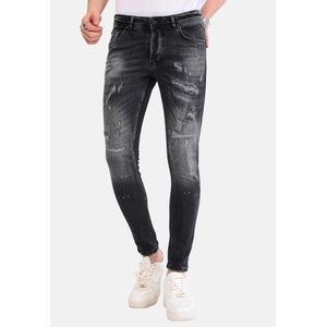 Grijze Heren Jeans met Verfspatten - 1061 - Grijs