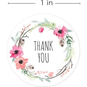 Thank You stickers 50 stuks! - Veren - Bloemen - Sluitstickers - Sluitzegel - Sieraden - Small Business - Envelopsticker - Traktatie zakje - Cadeau - Cadeauzakje - Kado - Chique inpakken - Feest - Bruiloft - BabyShower - Verjaardag - Bedankt