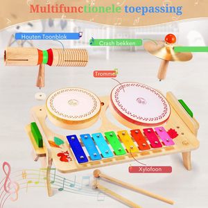 Kinder Drumstel - Kinderdrumset - Muziekinstrumenten - Kinderset, muziekinstrumenten, kinderspeelgoed met xyloofoon, houten speelgoed, baby, muziekspeelgoed, Montessori, educatief speelgoed, drumstel voor kleine kinderen, jongens en meisjes