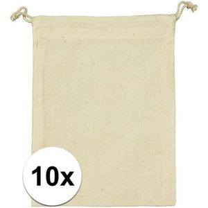 10 x Uitdeelzakje met koord 10 x 14 cm - Bedrukbaar uitdeel zakje