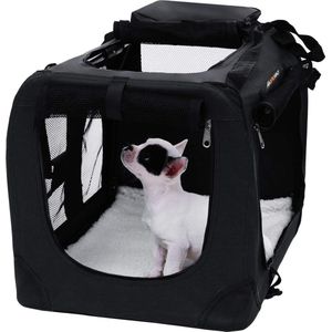 hondenbox, transportbox voor auto, hondentransportbox, opvouwbare kattenbox gemaakt van Oxford stof, M, 60 x 40 x 40 cm HMDC60H