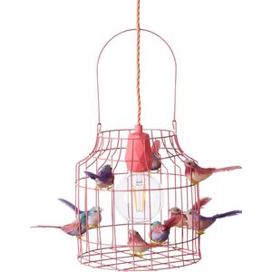 Hanglamp roze babykamers-smeisjeskamers-spastelroze vogeltjes nét echt!