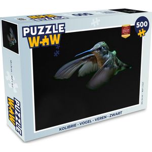 Puzzel Kolibrie - Vogel - Veren - Zwart - Legpuzzel - Puzzel 500 stukjes