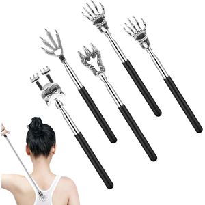 Stainless Steel Telescopic Back Scratchers - Pack of 5, Various Scratches for Back, Head, and Body Parts
