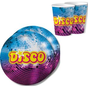 Disco feest wegwerpbordjes en bekertjes - 20x - D23 cm - jaren 80/disco themafeest