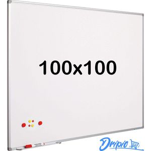 Whiteboard 100x100 cm - Gelakt staal - Magnetisch - Magneetbord - Memobord - Planbord - Schoolbord - inclusief montageset