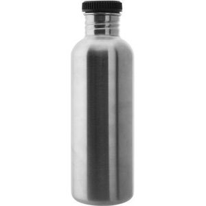 Laken Drinkfles - RVS fles - 1,0L - Basic Steel Bottle - Black screw cap