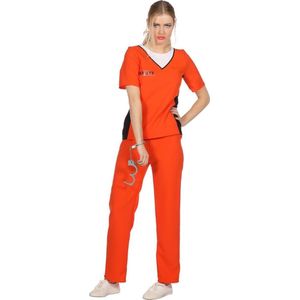 Wilbers & Wilbers - Boef Kostuum - Oranje Jailbird Guantanamo - Vrouw - Oranje - Maat 38 - Carnavalskleding - Verkleedkleding