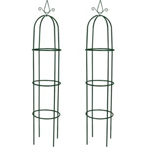 <p>Deze hoogwaardige tuinboog is perfect voor het ondersteunen van rozen en klimplanten en zal een prachtige toevoeging zijn aan elke tuin. Met deze set van 2 tuintorens kun je jouw tuin nog mooier maken. De weerbestendige torens zijn gemaakt van duurzaam ijzer, waardoor ze sterk genoeg zijn om zelfs de krachtigste klimplanten te ondersteunen. Voor de beste stabiliteit kun je de boog diep in de grond graven.</p>
<p>De afmetingen van de tuinboog zijn 38 x 190 cm (ø x H) en hij is gemaakt van ijzer in een mooie donkergroene kleur. Bij de levering ontvang je 2 stuks van deze tuinboog, zodat je jouw tuin gelijk kunt verfraaien.</p>
<ul>
  <li>Hoogwaardige tuinboog voor rozen en klimplanten</li>
  <li>Set van 2 tuintorens om je tuin te verfraaien</li>
  <li>Weerbestendig en gemaakt van duurzaam ijzer</li>
  <li>Stevig genoeg voor de sterkste klimplanten</li>
  <li>Beste stabiliteit door de boog diep in de grond te graven</li>
  <li>Afmetingen: 38 x 190 cm (ø x H)</li>
  <li>Materiaal: ijzer</li>
  <li>Kleur: donkergroen</li>
  <li>Levering bevat 2 stuks</li>
</ul>