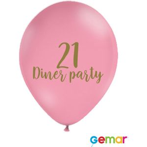 Ballonnen 21 Diner Pink met opdruk Goud (helium)