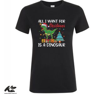 Klere-Zooi - All I Want for Christmas is a Dinosaur - Dames T-Shirt - S
