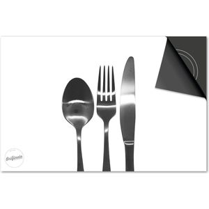 Inductie beschermer 78x52 - afdekplaat inductie mat - Dietrix Kookplaat beschermer - DELUXE - Bestek - Lepel Vork en Mes Zilver