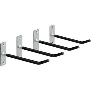 Set van 4 wielhangers voor aan de muur | Ideaal voor het opbergen van banden + velgen, alleen banden of alleen velgen | Maximaal draagvermogen: 40 kg per haak | Stalen haken met antislip- en krasbestendige pvc-coating ter bescherming van de velg