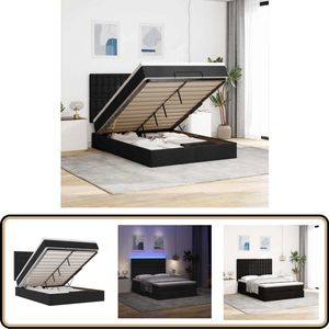 vidaXL Ottoman bed met matras en LED's 140x200cm stof zwart