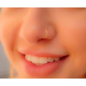 Fake Neuspiercing - Goud - Fake Septum RVS - Nep Neusring - Fake Piercing - 8 mm