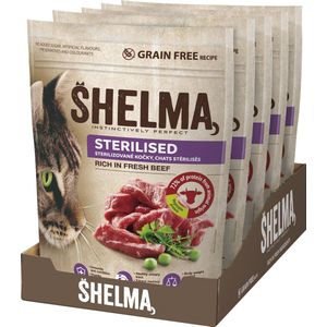 Shelma Premium Kattenvoer - Kattenbrokken rijk aan Verse Rund - 5 x 750 g