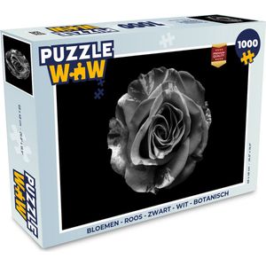 Puzzel Bloemen - Roos - Zwart - Wit - Botanisch - Legpuzzel - Puzzel 1000 stukjes volwassenen