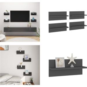 vidaXL Wandschappen 4 st 40x11,5x18 cm bewerkt hout grijs - Plank - Planken - Schap - Schappen