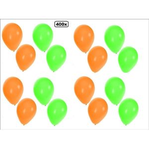 400x Ballonnen oranje en groen - Ballon carnaval festival feest party verjaardag helium lucht thema