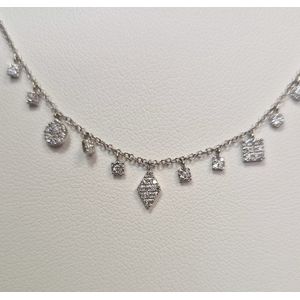 Collier - ketting - witgoud - 14 karaat - diamant - uitverkoop Juwelier Verlinden St. Hubert - van €938,= voor €769,=