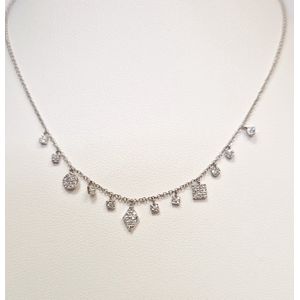 Collier - ketting - witgoud - 14 karaat - diamant - uitverkoop Juwelier Verlinden St. Hubert - van €938,= voor €769,=