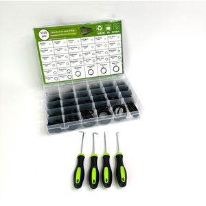 NitrilRubber O-ringenset - Omvangrijke 1225-delige Dichtingsset - 32 Verschillende Maten - Diameter 4-50mm - Professionele O-ringen - Afdichtringen - Verbindingssystemen - Haak- & Priksets Inbegrepen