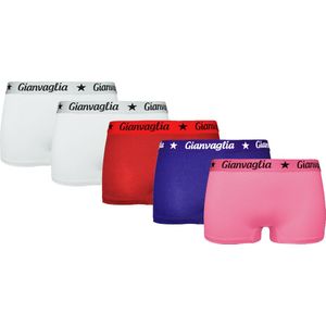 Dames Onderbroek Katoen - Boxershort 5-pack - Korte Pijp - Maat L - Wit/Rood/Blauw/Roze