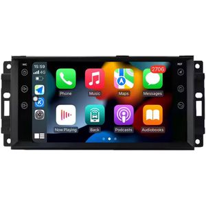 Autoradio 2/32 met Carplay en Android auto | Geschikt voor Jeep Compass Patriot Commander Grand Cherokee Wrangler, Dodge Kaliber, Challenger Ram, Chrysler 300C, Chevrolet Epica Sebring 2006-2015 | Radio scherm met Navigatie | 2006 2007 2008 2009 2010