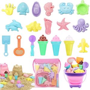 Zandspeelgoedset voor jongens en meisjes - Speelgoed voor in de zandbak - Inclusief emmer en tas - Voor kinderen van 2 tot 5 jaar