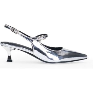 Manfield - Dames - Zilveren lak slingbacks - Maat 41