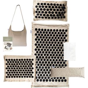 Jaraleesa XXL Acupressuur Mat – 6-Delige Spijkermat Set Met Kussen – Massagemat – Shakti Mat – Spijkerbed voor Stressverlichting, Spierherstel, Meditatie, Rugpijn & Acupunctuur – Incl. Draagtas